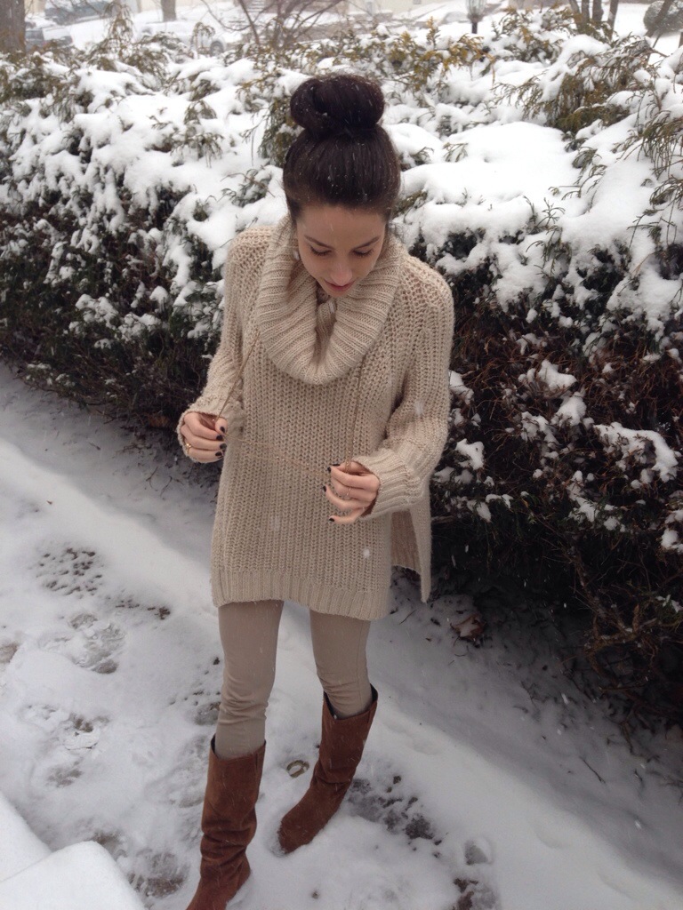 Winter Outfit | Cream Colored Sweater & A Camel Coat | #KMKstyling