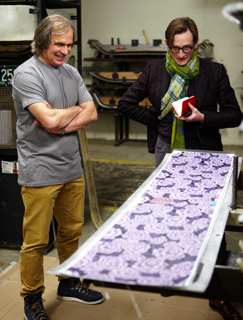 Burton x Vogue 2014 Custom Board - WJake Burton and Hamish admiring Tom Ford flower print