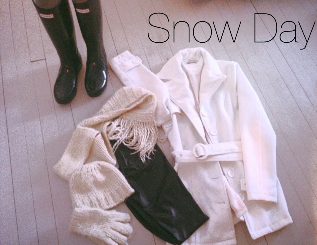 Snow Day Outfit | Winter Whites & Wellies | #KMKstyling