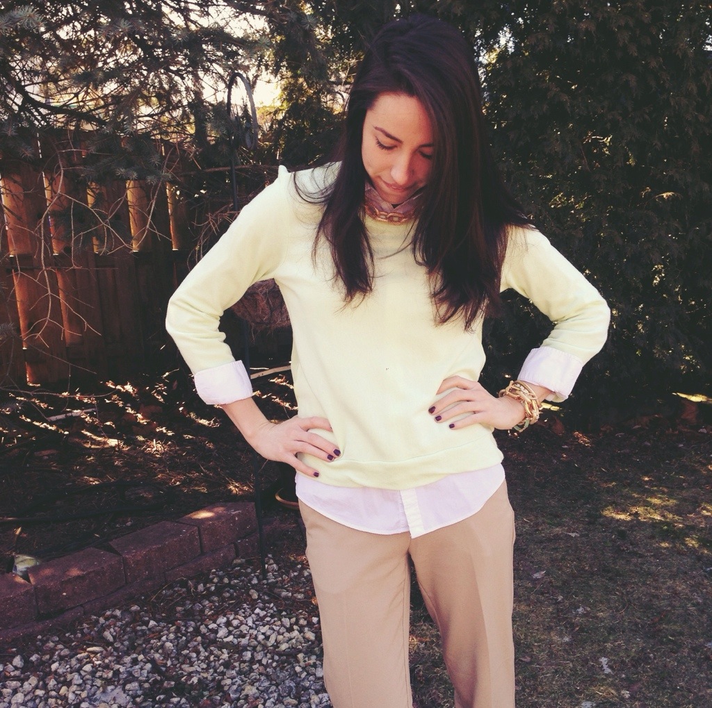 A Neon Green Sweater & Khakis | Spring 2014 Outfit Inspiration | #KMKstyling