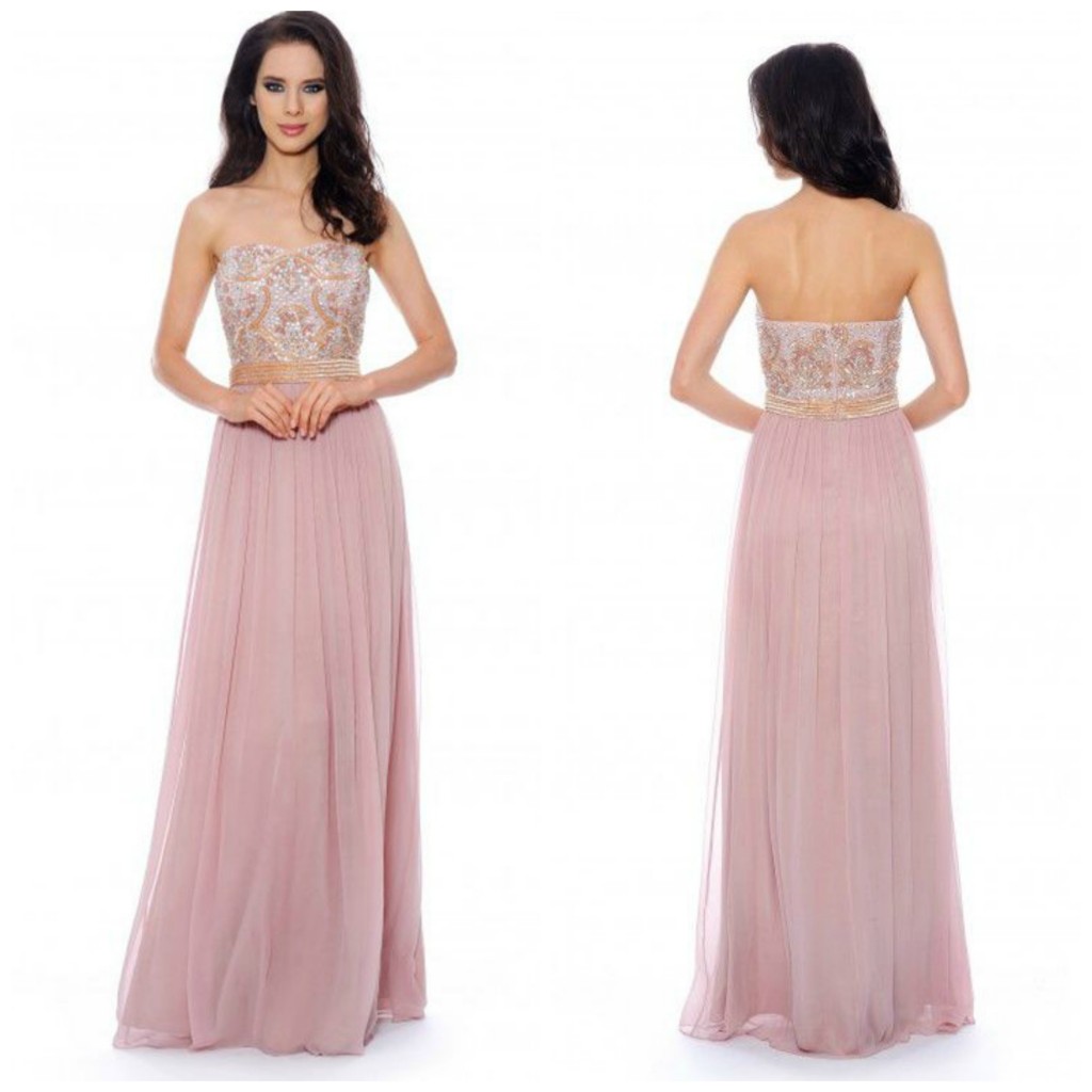 a darling blush color column gown