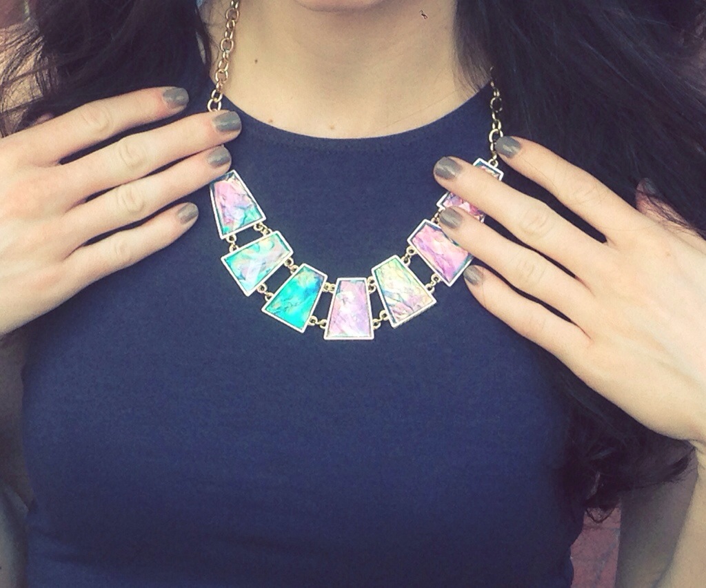 summer accessory: a cool blue mosaic statement necklace