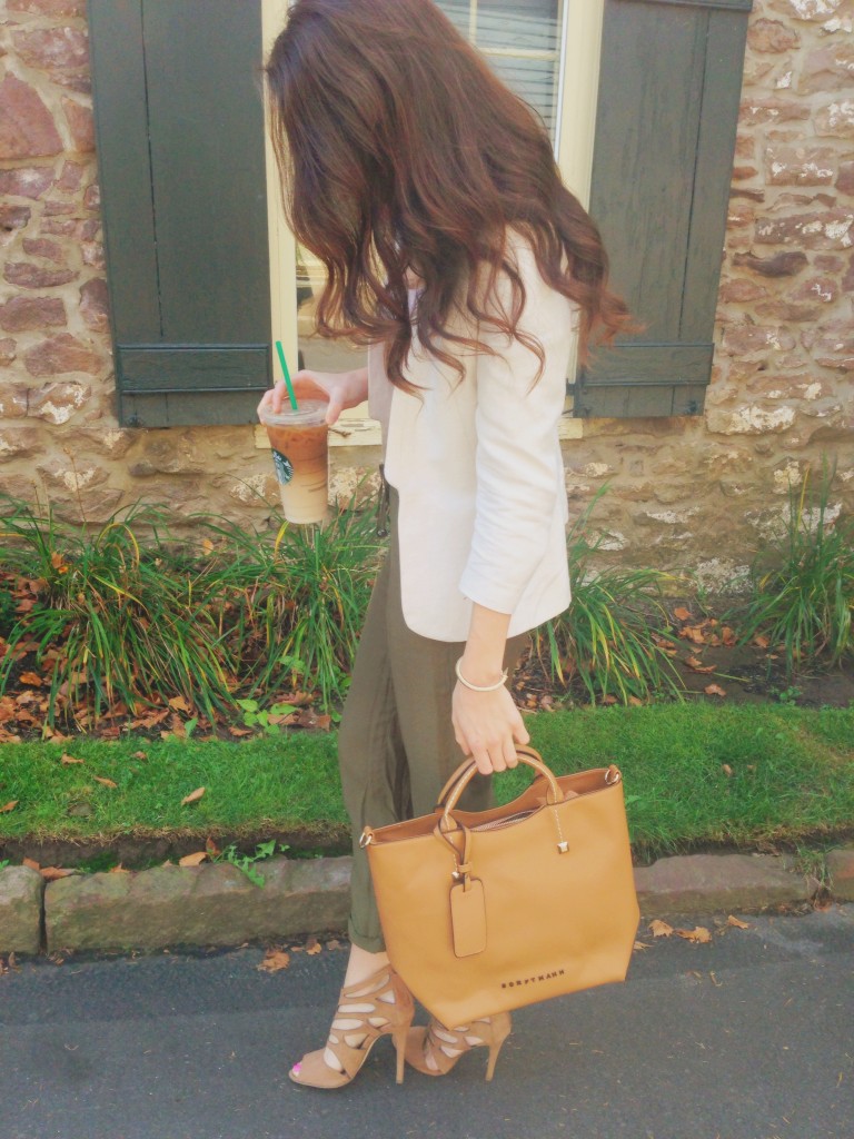 a summer to fall transitional piece | faux leather camel tote